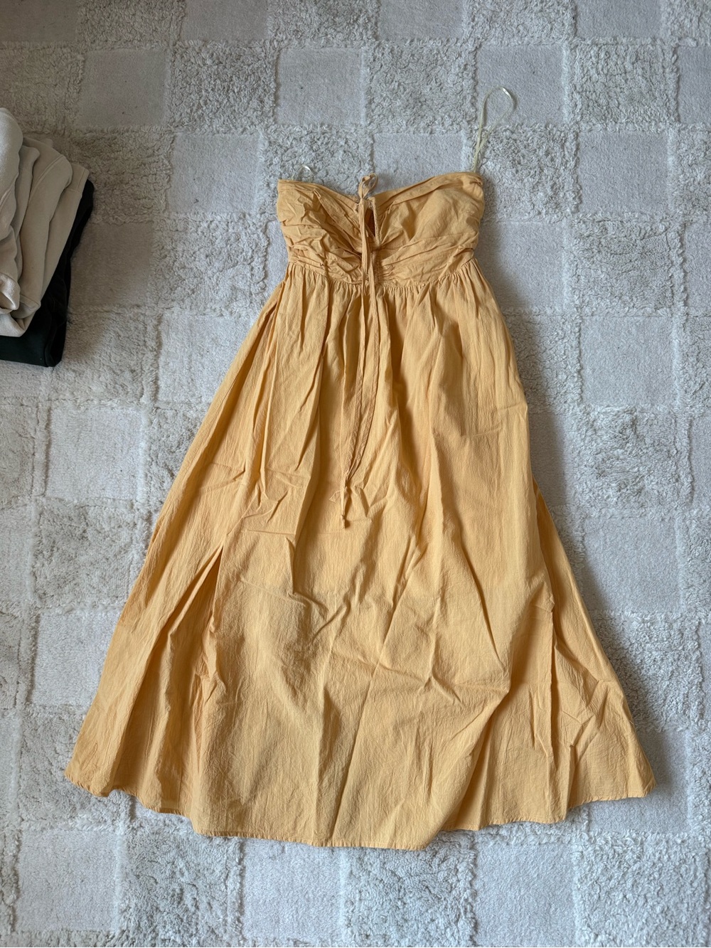 Sleeveless Strapless Midi Dress in Soft Yellow